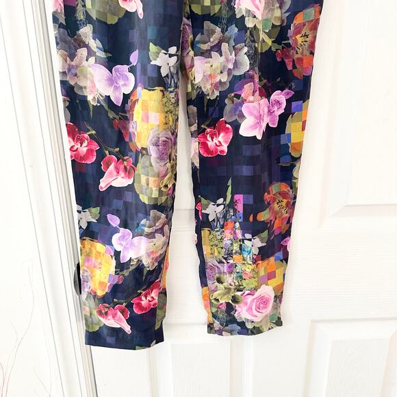 Matthew Williamson Blue Purple Pink Floral Silk Print Rose Gold Zipper Pants 6 - Picture 4 of 12